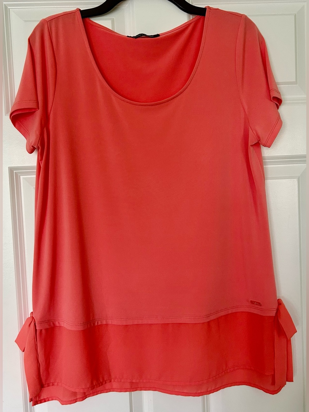 Ivanka Trump Coral Layered Scoop Neck Short Sleeve Tunic